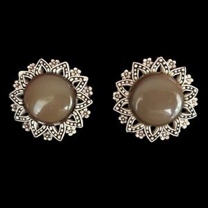 Vintage Clip On Earrings Flower Statement Button Style Costume Jewelry